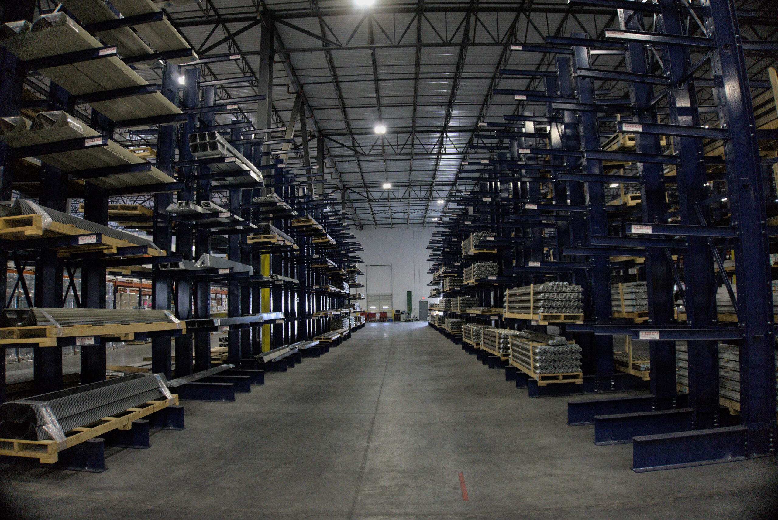 cantilever racks in warehouse