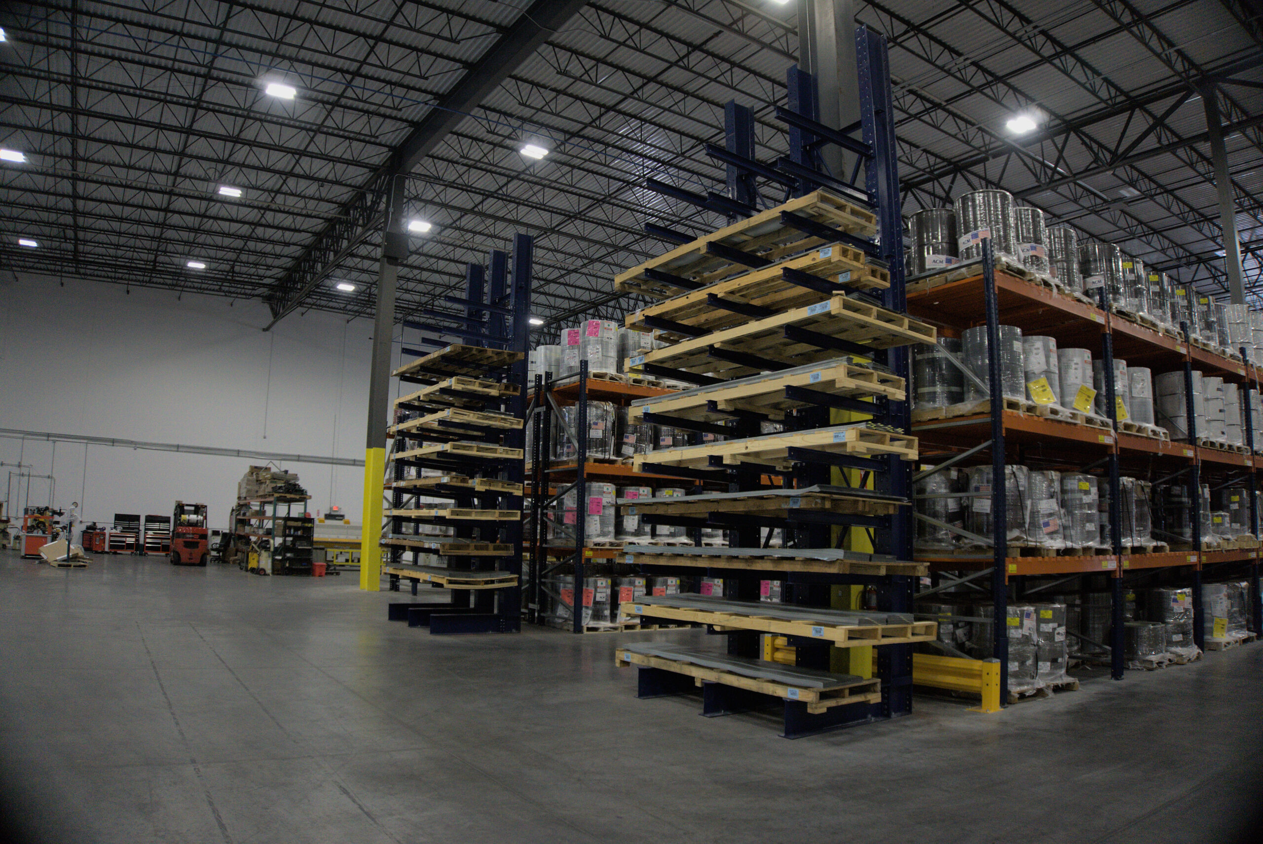 cantilever racks in warehouse