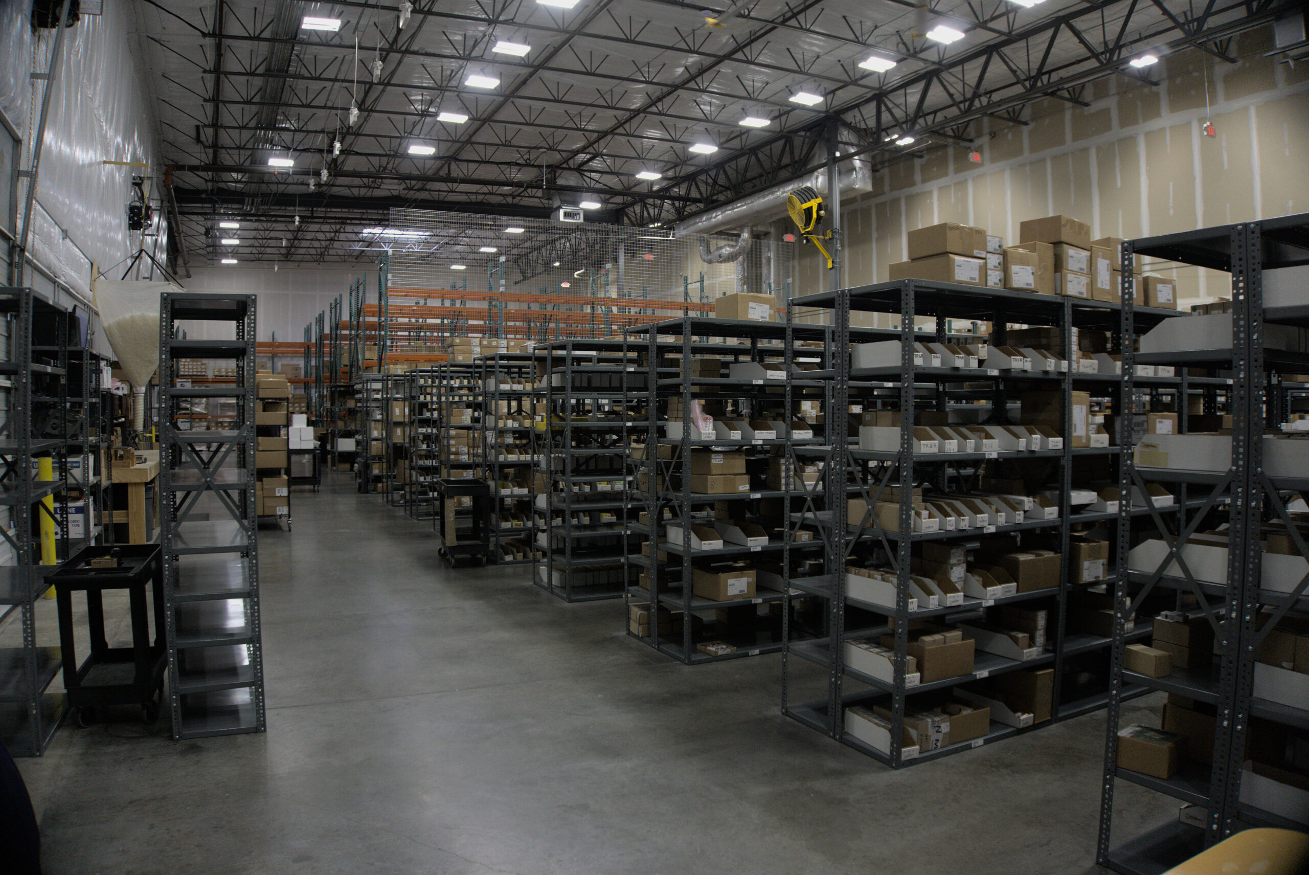 industrial shelving in warehouse