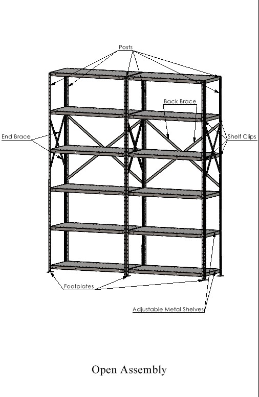 industrial metal shelving unit